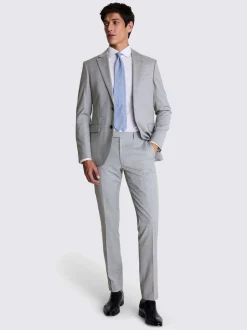 MOSS Light Grey Slim Regular Fit Stretch Suit Jacket