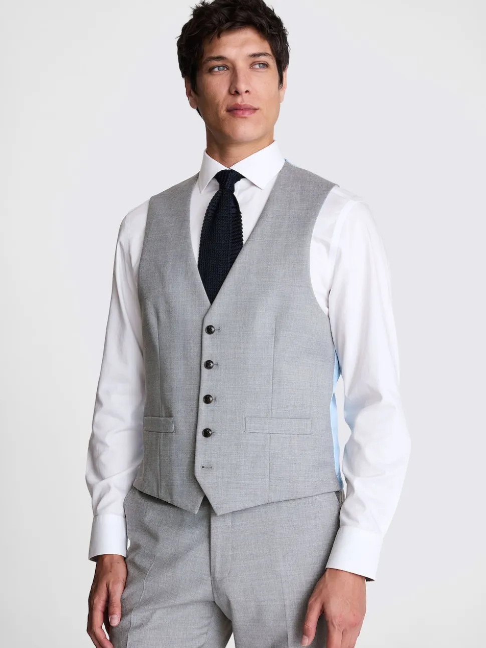 MOSS Light Grey Tailored Regular Fit Stretch Suit Waistcoat