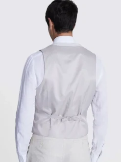 MOSS Natural Slim Fit Puppy Tooth Linen Waistcoat