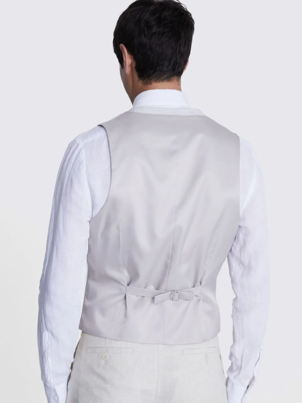 MOSS Natural Slim Fit Puppy Tooth Linen Waistcoat
