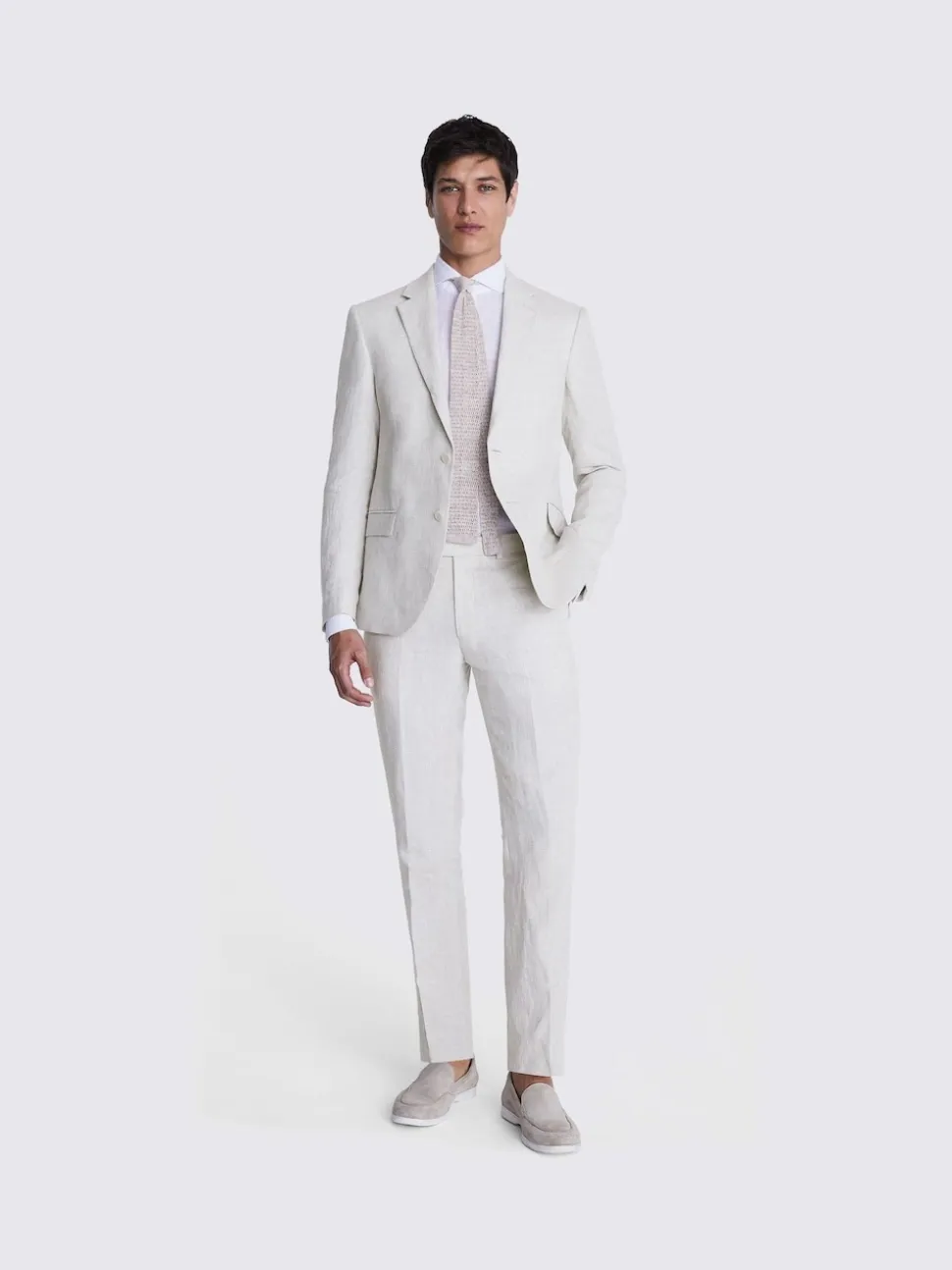 MOSS Natural Slim Fit Puppy Tooth Linen Suit Jacket
