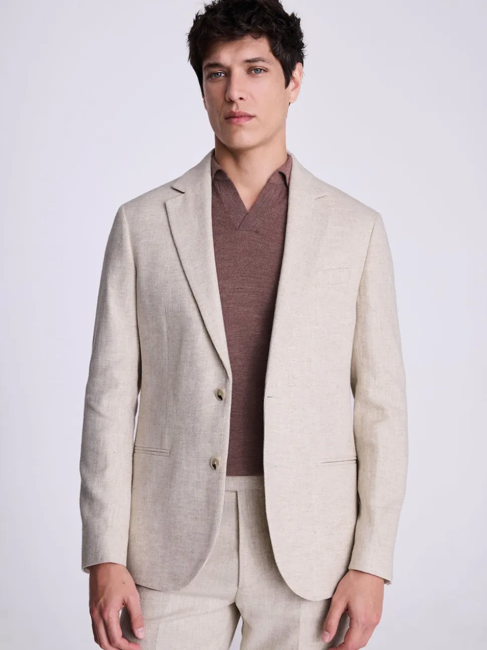 MOSS Natural Tailored Fit Flannel Suit Waistcoat
