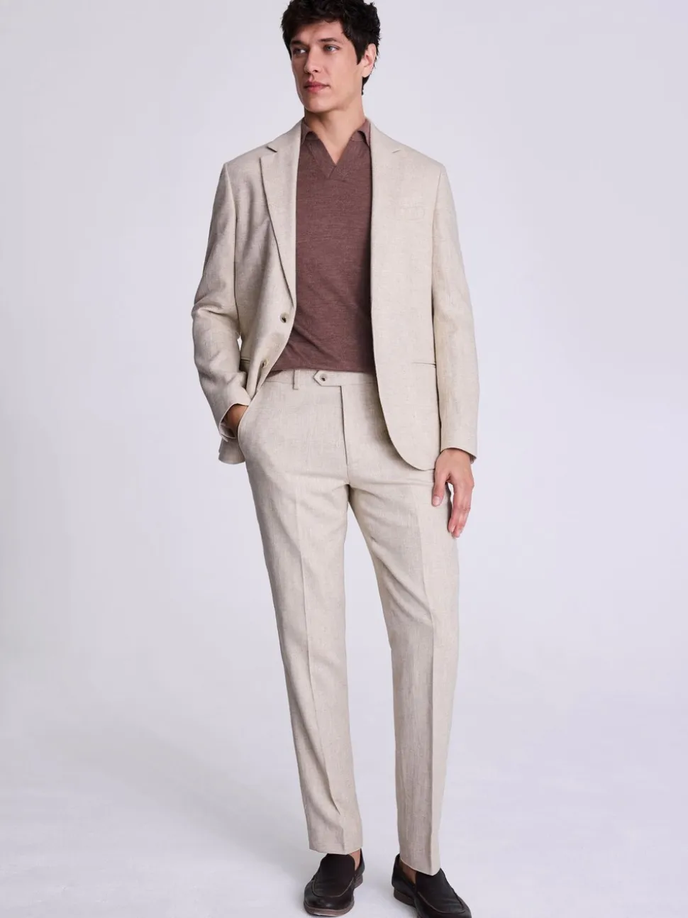 MOSS Natural Tailored Fit Flannel Suit Waistcoat