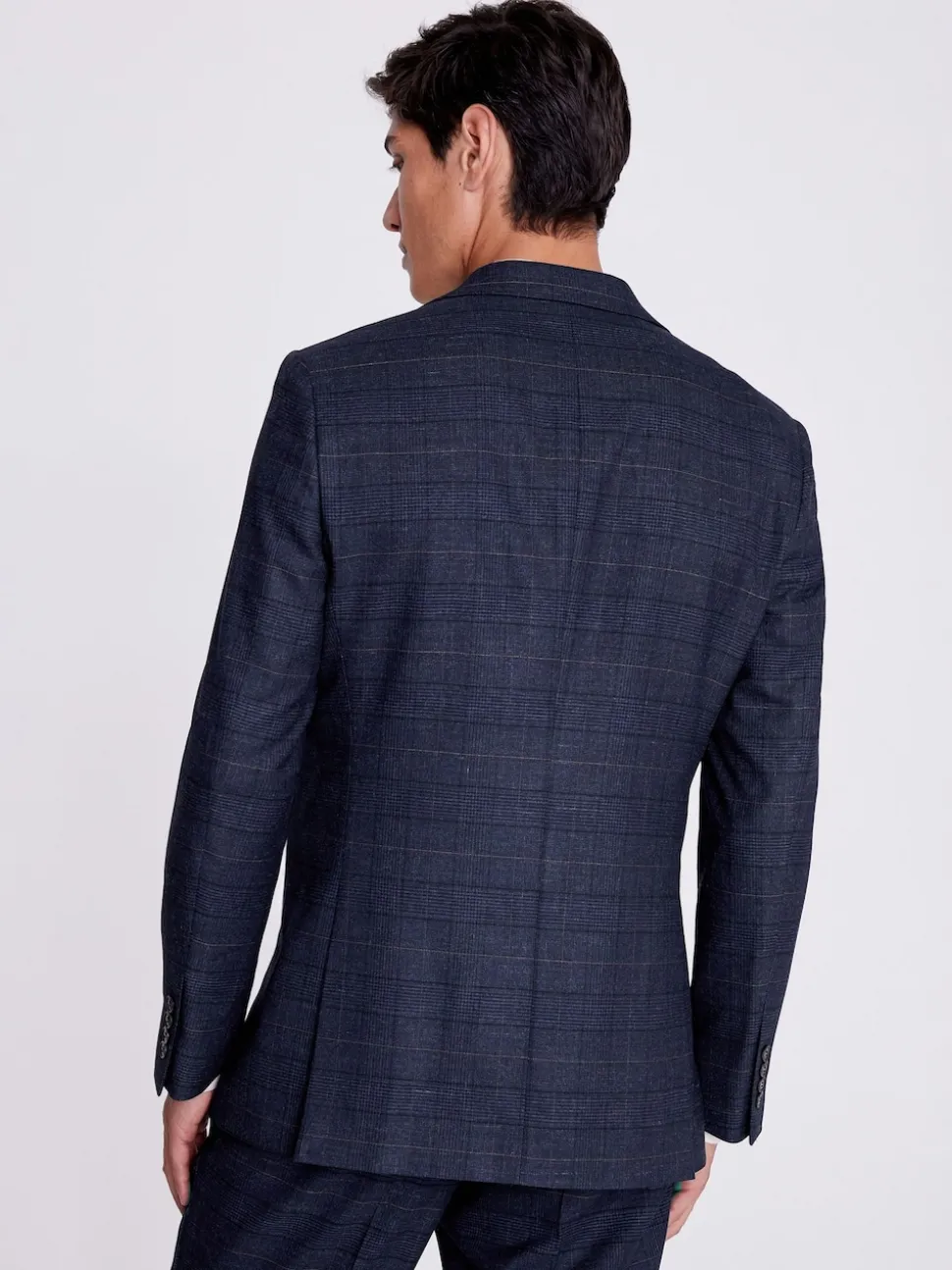 MOSS Navy Black Check Regular Fit Suit Jacket