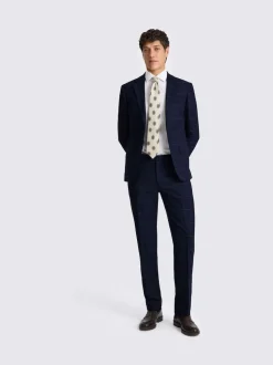 MOSS Navy Black Check Slim Regular Fit Suit Jacket