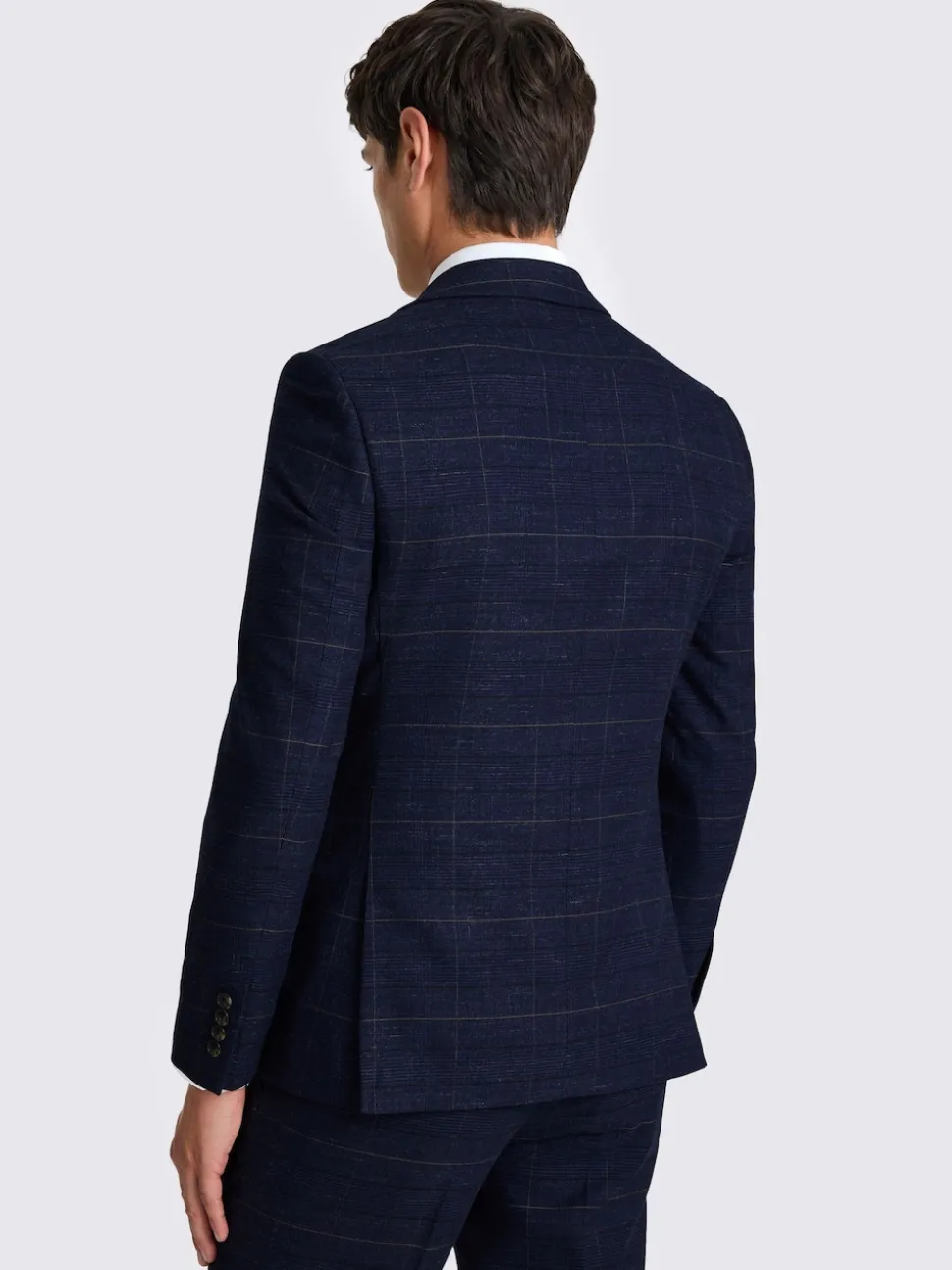 MOSS Navy Black Check Slim Regular Fit Suit Jacket