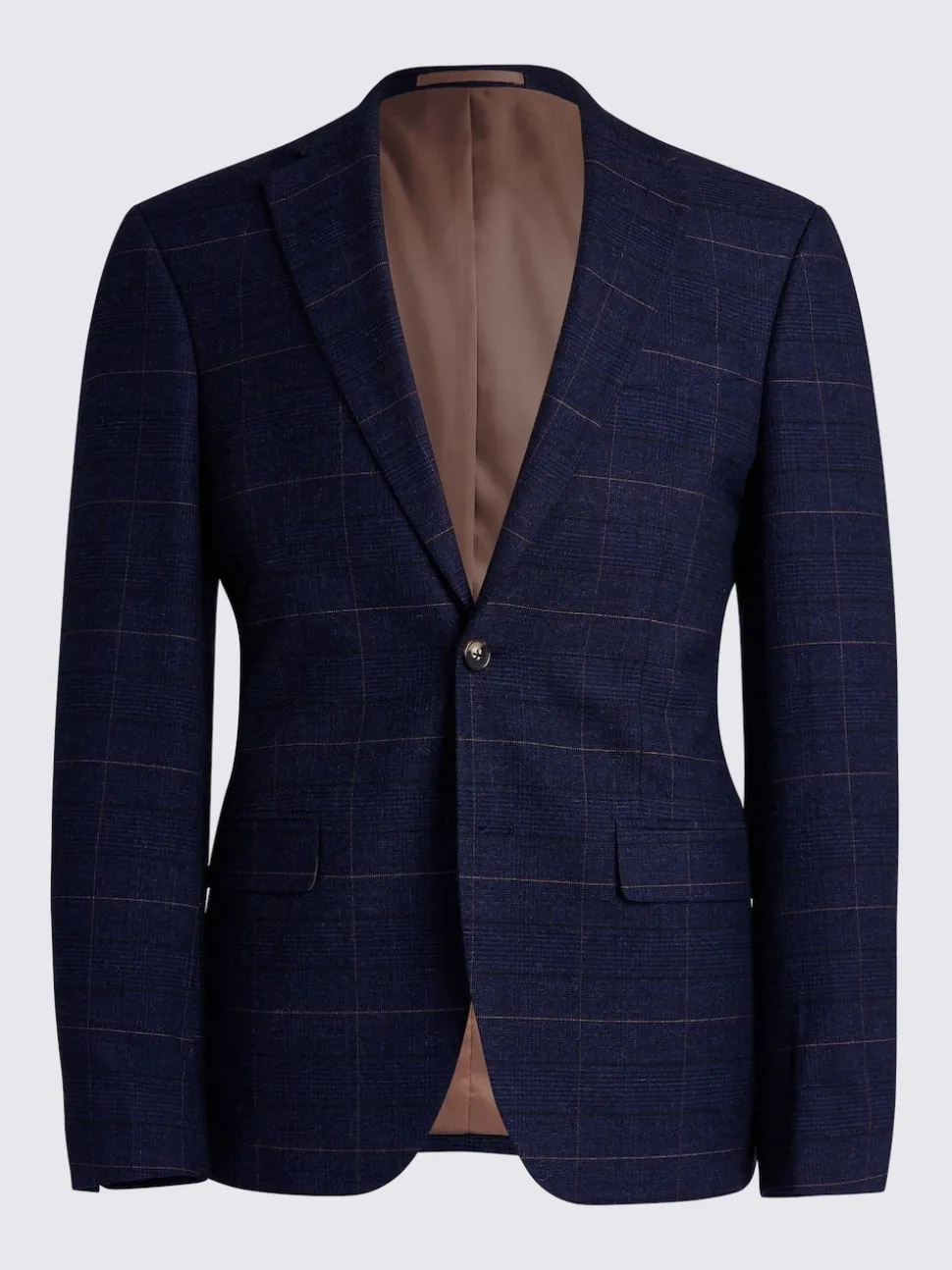 MOSS Navy Black Check Slim Regular Fit Suit Jacket