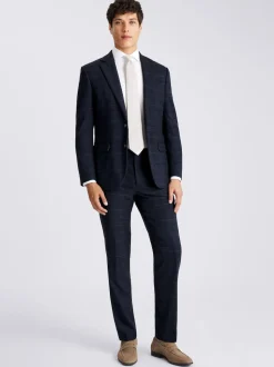 MOSS Navy Black Check Tailored Regular Fit Suit Jacket