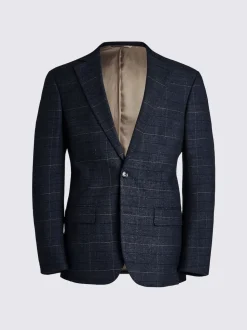 MOSS Navy Black Check Tailored Regular Fit Suit Jacket