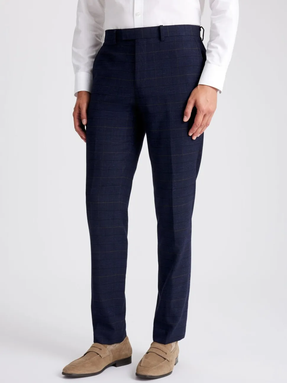 MOSS Navy Black Check Tailored Regular Fit Suit Trousers