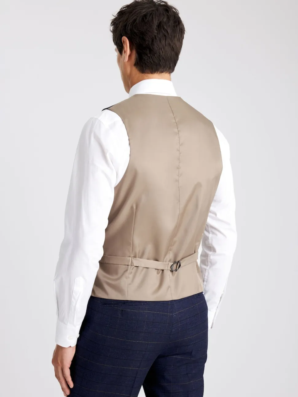 MOSS Navy Black Check Tailored Regular Fit Suit Waistcoat