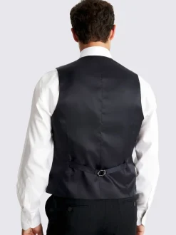 MOSS Navy Brown Stripe Tailored Performance Suit Waistcoat