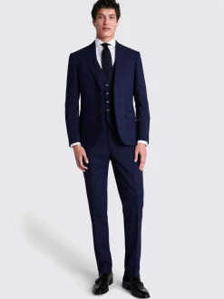 MOSS Navy Check Slim Suit Jacket