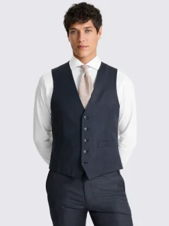 MOSS Navy Check Tailored Performance Suit Waistcoat