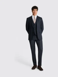 MOSS Navy Check Tailored Performance Suit Jacket