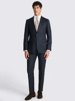 MOSS Navy Check Tailored Performance Suit Jacket
