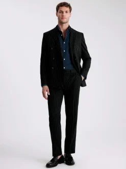 MOSS Navy Stripe Slim Double Breasted Suit Jacket