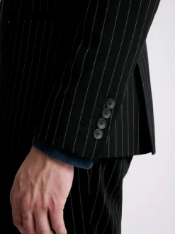 MOSS Navy Stripe Slim Double Breasted Suit Jacket