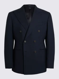 Moss Navy Tailored Double Breasted Italian Suit Jacket