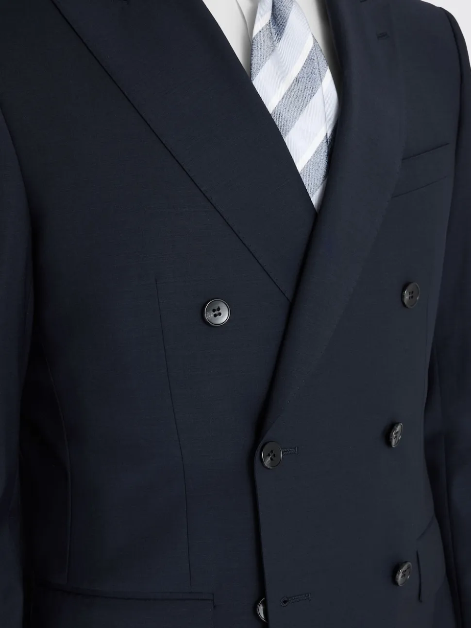 MOSS Navy Tailored Fit Performance Double Breasted Suit Jacket