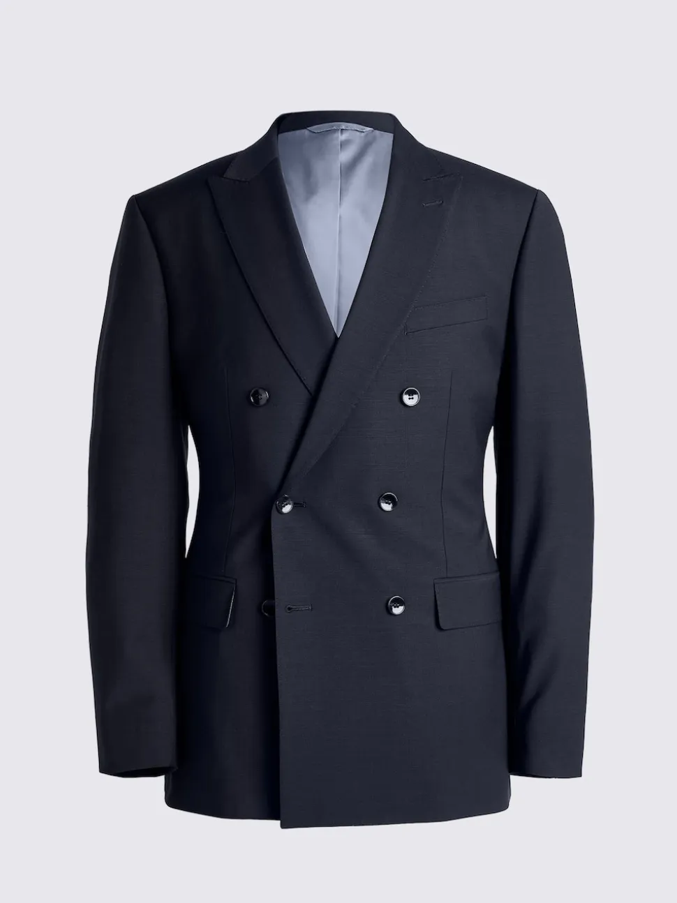 MOSS Navy Tailored Fit Performance Double Breasted Suit Jacket