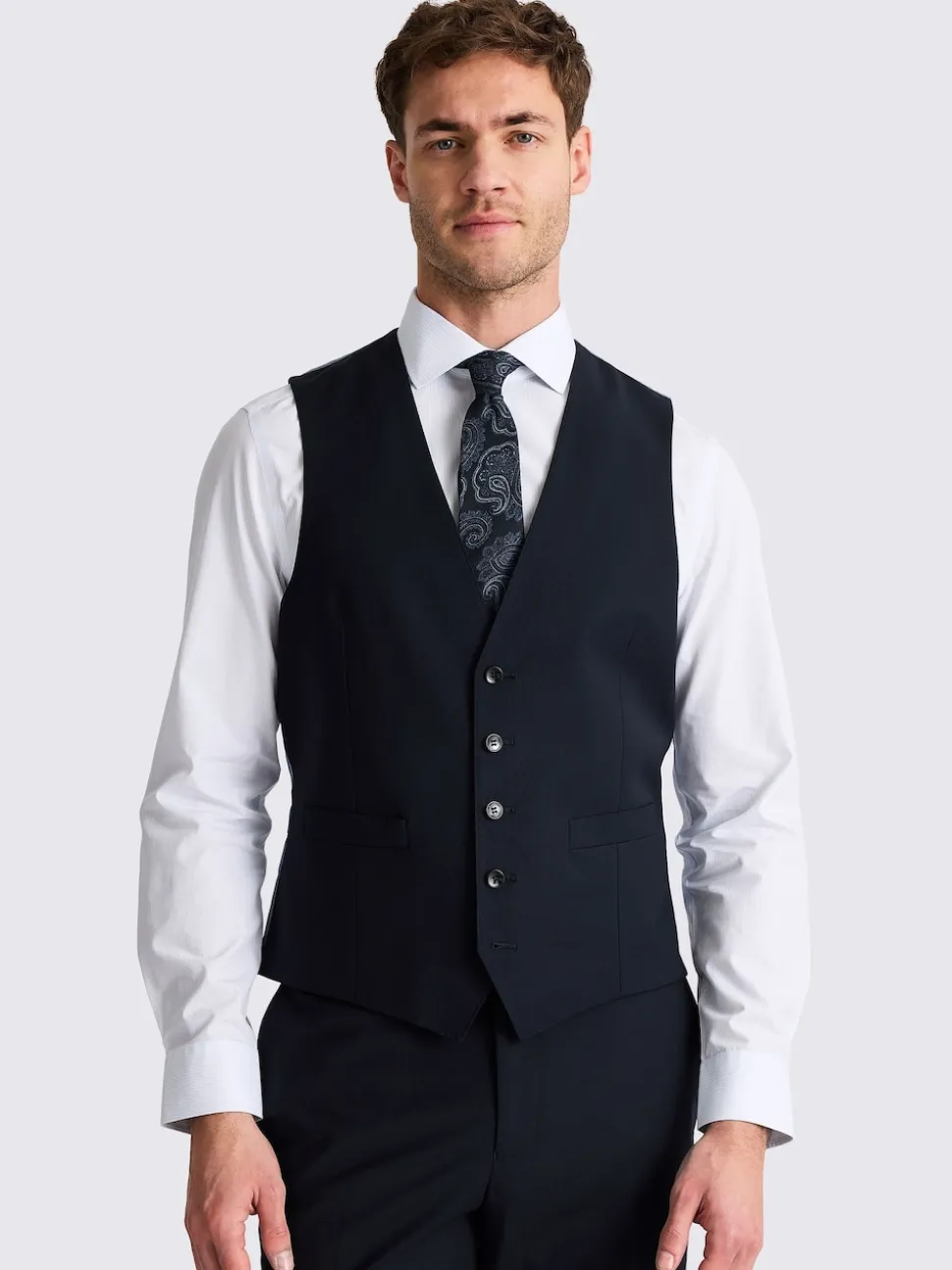 MOSS Navy Tailored Performance Suit Waistcoat