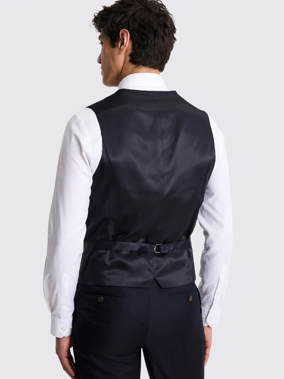 MOSS Navy Tailored Twill Italian Suit Waistcoat
