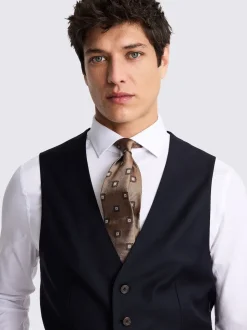 MOSS Navy Tailored Twill Italian Suit Waistcoat