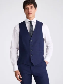 MOSS Navy Tailored Twill Suit Waistcoat