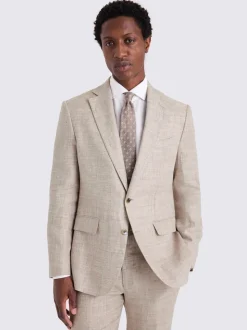 MOSS Oatmeal Tailored Fit Linen Suit Jacket