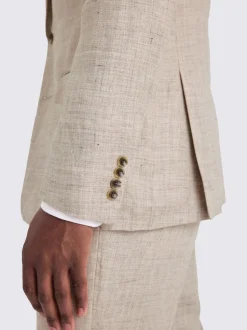 MOSS Oatmeal Tailored Fit Linen Suit Jacket