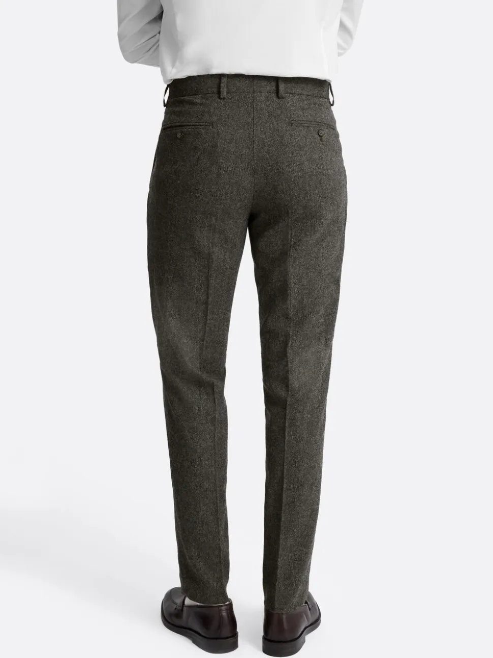MOSS Olive Tailored Herringbone Suit Trousers
