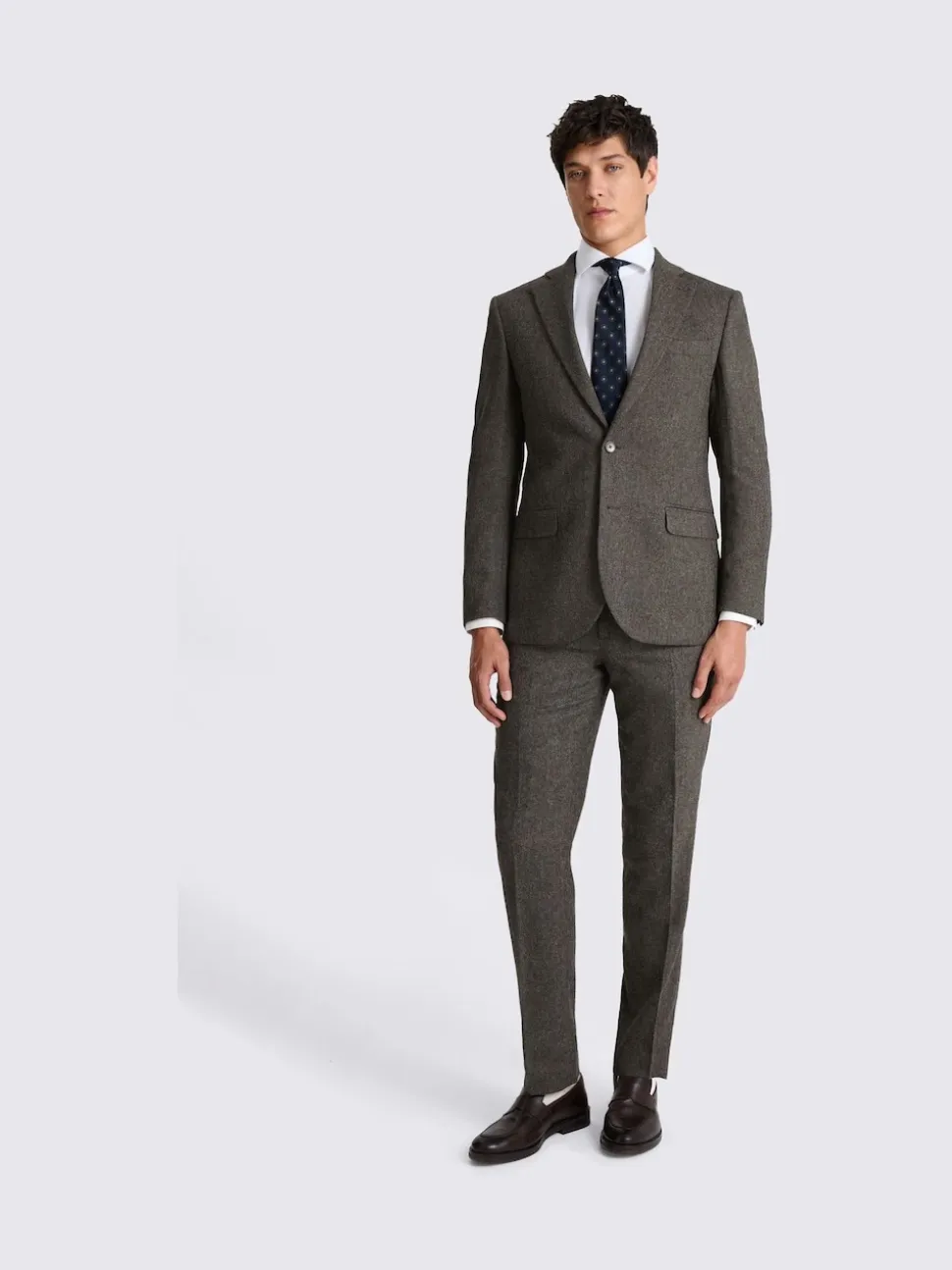 MOSS Olive Tailored Herringbone Suit Jacket