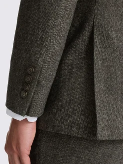 MOSS Olive Tailored Herringbone Suit Jacket