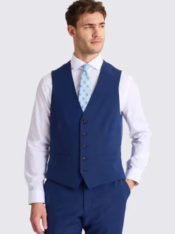 MOSS Royal Blue Tailored Fit Suit Waistcoat