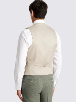 MOSS Sage Slim Herringbone Tweed Suit Waistcoat