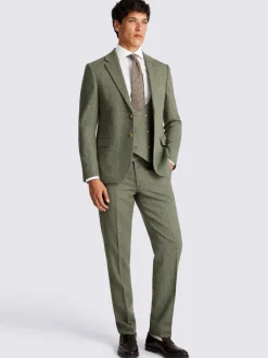 MOSS Sage Slim Herringbone Tweed Suit Jacket