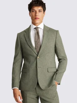 MOSS Sage Slim Herringbone Tweed Suit Jacket