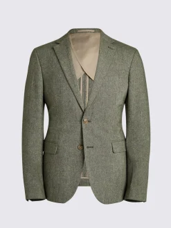 MOSS Sage Slim Herringbone Tweed Suit Jacket