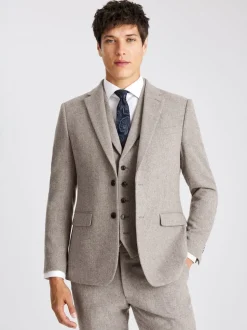MOSS Stone Slim Donegal Tweed Suit Jacket