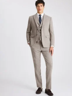 MOSS Stone Slim Donegal Tweed Suit Jacket