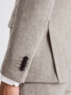 MOSS Stone Slim Donegal Tweed Suit Jacket
