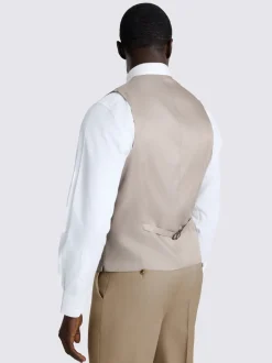 MOSS Taupe Tailored Fit Italian Twill Suit Waistcoat