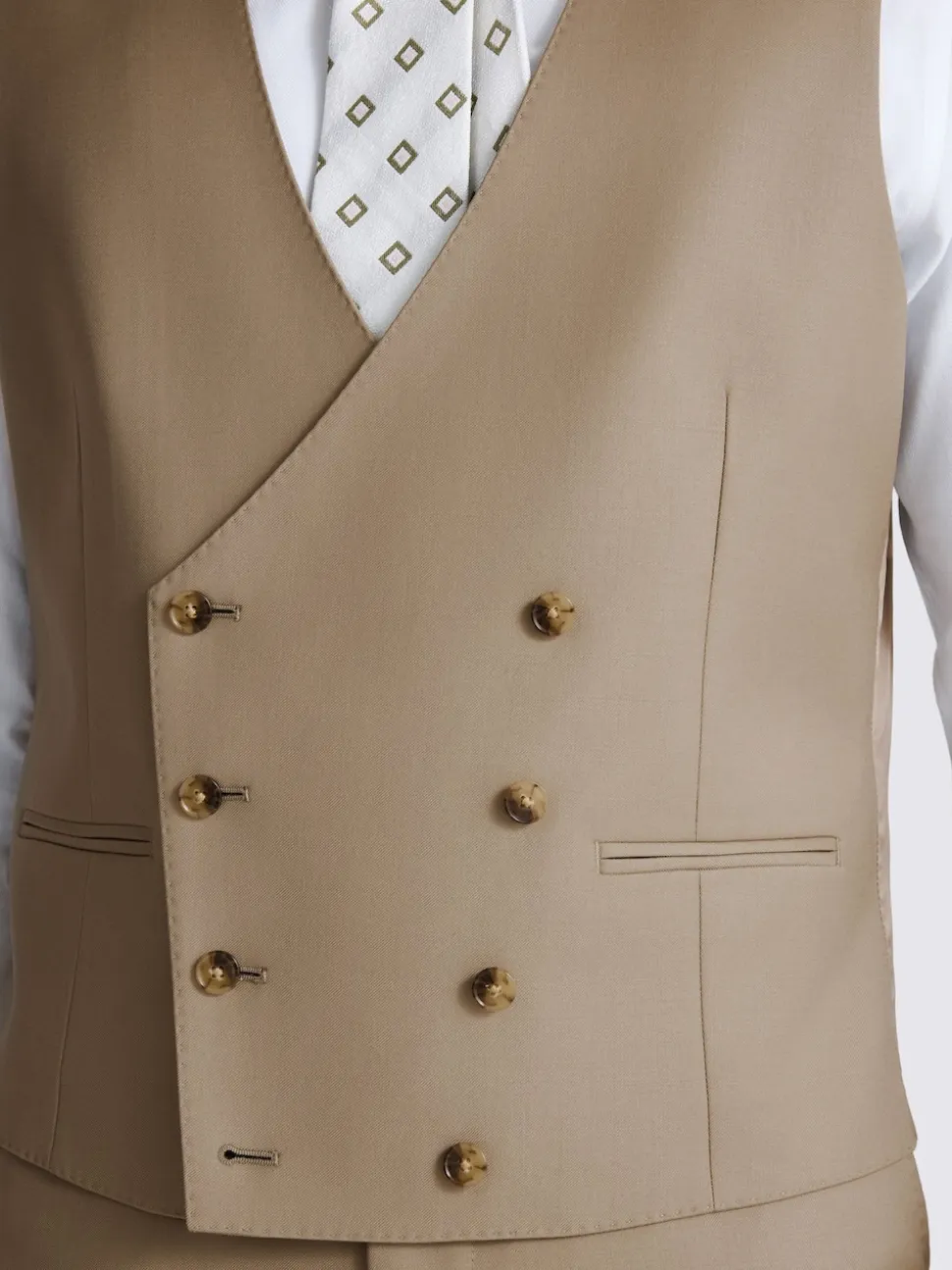MOSS Taupe Tailored Fit Italian Twill Suit Waistcoat