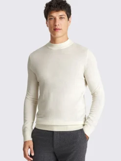 MOSS White Merino-Blend Mock-Neck Jumper