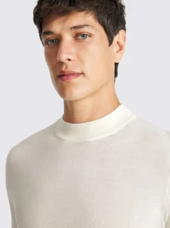 MOSS White Merino-Blend Mock-Neck Jumper