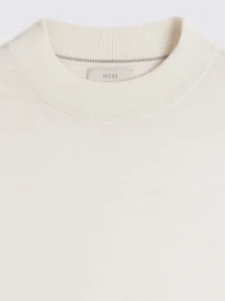 MOSS White Merino-Blend Mock-Neck Jumper
