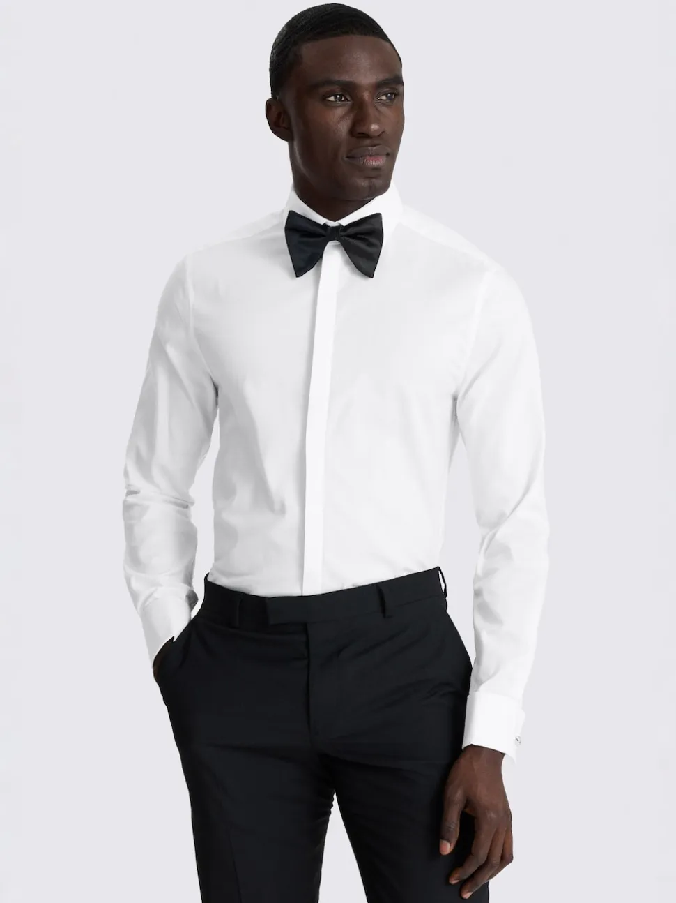 MOSS White Slim Concealed Placket Dress Shirt