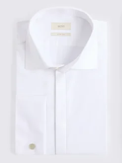 MOSS White Slim Concealed Placket Dress Shirt