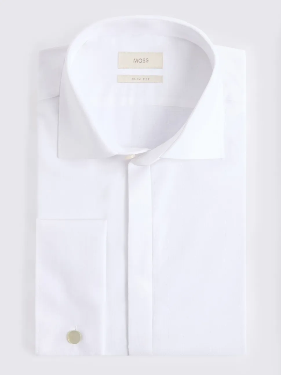 MOSS White Slim Concealed Placket Dress Shirt